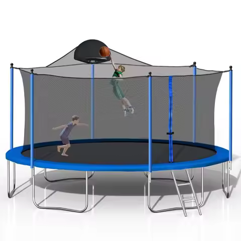 14FT Heavy-Duty Outdoor Trampoline with Basketball Hoop for Teens & Adult, Custom