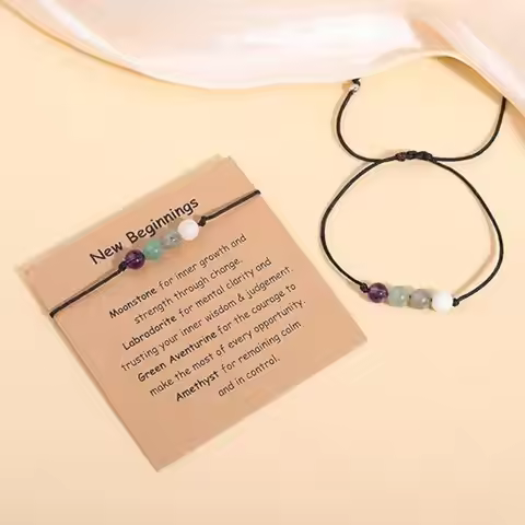 Adjustable Prayer Healing Crystal Bracelet Handmade Anxiety Relief Empath Protection Bracelet Spirit