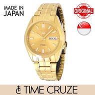 [Time Cruze] Seiko 5 Automatic SNKF44J Japan Made Gold Tone Stainless Steel Gold Dial Men Watch SNKF44J1 SNKF44