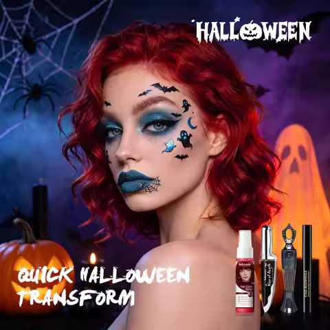 5pcs Halloween Makeup Kit Temporary Hair Color Spray Face Body Paint Stick Eyeshadow & Lip Makeup Se