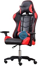 High-Back PU Leather Gaming Desk Chair ，Reclining Ergonomic Racing Office Chair with Headrest and Massage Lumbar Pillow (Color : Black red) Decoration