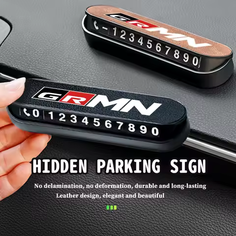 ABS+Leather Car Temporary Parking Plate Signs Phone Number Plate Park Stop For Toyota Crown GR Corol