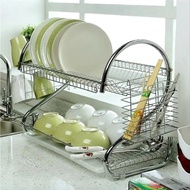 Stainless Steel Dish Rack Two Stacks Kitchen Dish Rack.