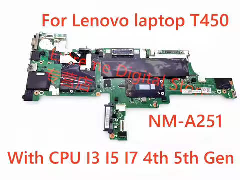 For Lenovo Thinkpad T450 Laptop motherboard NM-A251 with I3 I5 I7 4th 5th Gen CPU 100% Tested Fully 