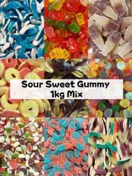 ** MIX GUMMY ** 1kg Hepin Gummy Candy Mix Fruit Flavor Animated & Food Design (HALAL)