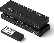Y.D.F 8K@60Hz 2 HDMI/ 2 DP Switcher 4 in 1 Out Aluminum with Audio Output Support 4K@120Hz HDR10+ HD