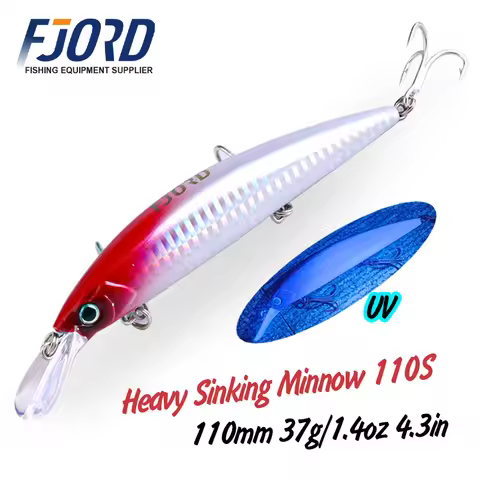 FJORD 110mm 37g Heavy Sinking Minnow Long Casting UV effect Laser Hard Artificial Bait Professional 