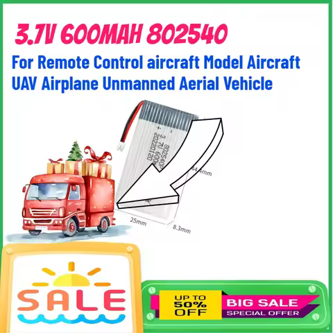 3.7V 600mAh 802540 Rechargeable Li-ion Battery for Remote Control aircraft Model Aircraft UAV Airpla
