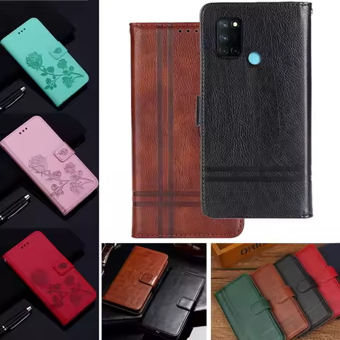 For Realme 7i Luxury Leather Wallet Case Multi Card Slot For Realme 7 i Realme7i Индия RMX 2103 Magn