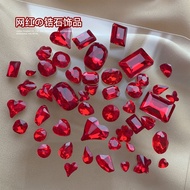 Red Red Pointed Bottom Special-Shaped Diamond Manicure Accessories Bride Red Love Heart Fat Square D