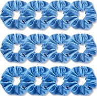 VENUSTE 12 Pack Azure Blue Hair Ties Premium Velvet Hair Ties for Hair Solid Color Thick Hair Bands