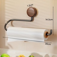 實木廚房紙巾架 櫥櫃 下掛卷紙架置物架 免打孔保鮮膜紙收納掛架（快遞送貨上門）