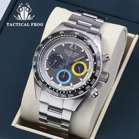 Tactical Frog Fashion Men's Diving Watch VS75B Quartz Chronograph 316L Steel Sapphire 200M Waterproo