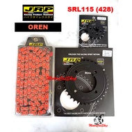 Rantai JRP (OREN) Sprocket JRP (BLACK 428) Set Yamaha SRL115-Fi JRP Thailand