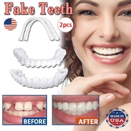 2pcs Upper Teeth Lower Teeth White Braces Decorative Simulation Braces Halloween--*&