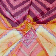 KATUN Ethnic Ceruty Fabric with Bright Diamond Motif - Ethnic Geometric Cotton Fabric - Sunset Color