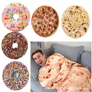 [48H Shipping] Pizza donut round flannel blanket, throw blanket, baby blanket, cuddle blanket, air c