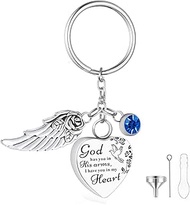 Heart Urn Necklace for Ashes Cremation Jewelry Urn Keychain for Ashes with Birthstone Cremation Keyc