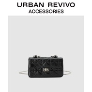 URBAN REVIVO ใหม่แฟชั่นสตรีกระเป๋าเพชรใต้วงแขน AW07BG2E2001 Black