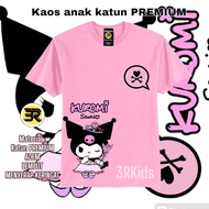 Unisex Children's T-shirt with All Kuromi Image, Original Distro 30s Screen Printing