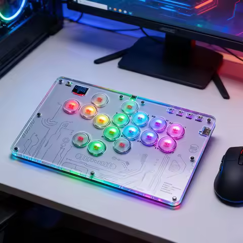 16-Key All-Button Arcade Joystick Fighting Game Hitboxes Mini Arcade Fight Sticks Compatible With PC