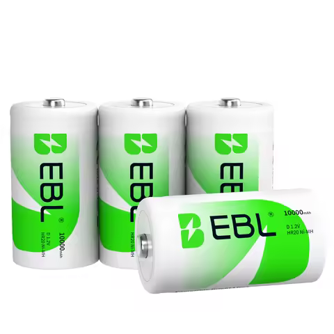 EBL D Size Rechargeable Battery D Cell 10000mAh Huge Capacity 1.2V Ni-MH R20 D Batteries for Water h