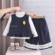 Autumn Spring Girls Clothes Baby Causal Small Flowers Vest Coat Shirt Causal Pants 3pcs/set Kids Spo