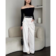 SIVALI Luca Pants - Highwaist Loose Pants Ribbon - Women's Trousers - Baggy Pants