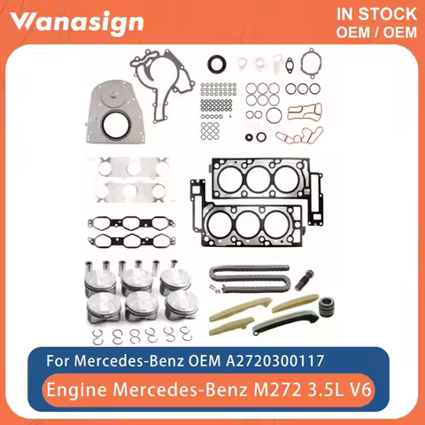 Engine Timing Chain Kit Head Gasket Set Piston & Ring Set Fit 3.5 L For Mercedes-Benz C230 C280 C300