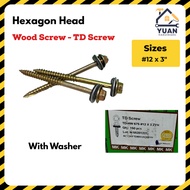 [Box] Hexagon 8mm MK TD Screw With Washer | Self Drilling Screw | Screw for Wood | Skru Kayu | Hex S