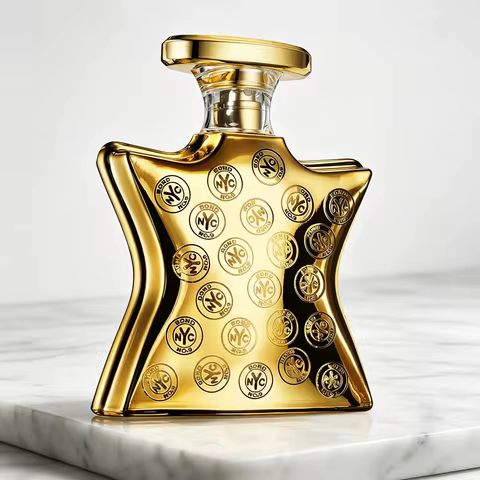 Bond No.9 New York Eau De Parfum Unisex Fragrance Full Metallic Gold Curved Star‑Shaped Bottle Embos