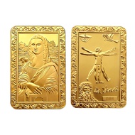 Commemorative Coin Simulation Gold-Plated Gold Bar Commemorative Gold Bar 1 Ounce Square Mona Lisa G