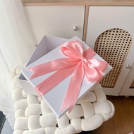 Pink gift box large size 27x20x10 cm with bow shape, luxurious removable lid gift box containing mea