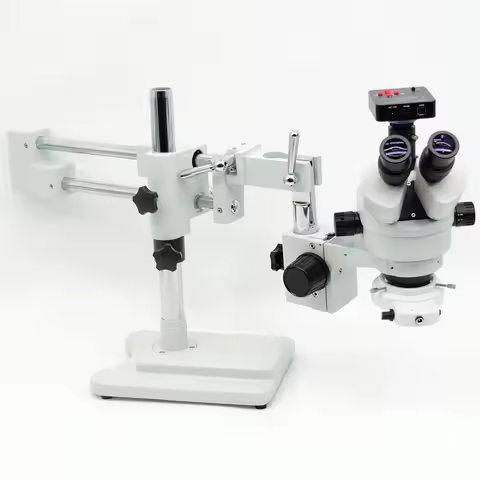 3.5X-90X Microscopio 50/50 Split Simul-Focal Double Boom Stand Trinocular Microscope Stereo Zoom Mic