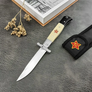 Russain Finka NKVD KGB Folding  440C Blade ABS Handle Nylon Sheath Pocketknife Outdoor Military Surv