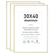 2/3/4pcs 12x16in/30x40cm Gold Aluminum Alloy Photo Frames, A3/A4 Modern Home Decor Art Frames, Minim