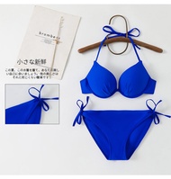 Bikini Tiffany Pink Slimming White Blue Small Chest Steel Gathered Bikini Swimsuit Ladies Beach Vaca