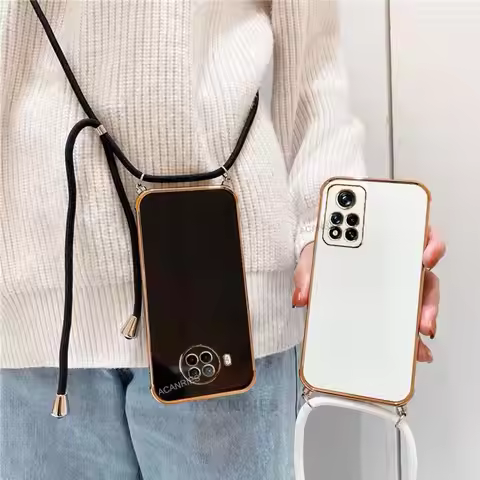 Plating Crossbody Strap Lanyard Cord Case For Xiaomi Mi 10 T Lite Pro 10T Cover On Xiomi 9 8 Mi10 T 