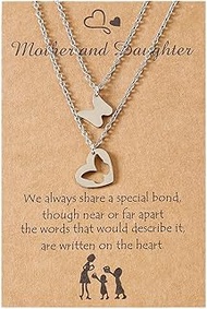 2pcs Mother Daughter Necklace Set Butterfly Meaningful Mother's Day Christmas Birthday Gifts for Mot