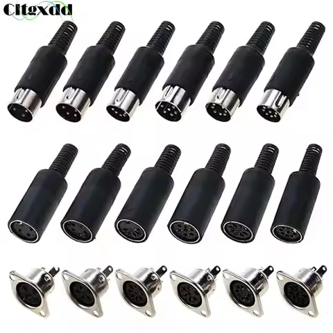 5pcs 3 4 5 6 7 8 Pin DIN Male Female Plug W/ Plastic Handle & Female Socket Hulled Panel Mount Keybo