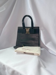 FERRAGAMO Vara Bow Logo Lizard Leather Bag 手提袋/側肩包