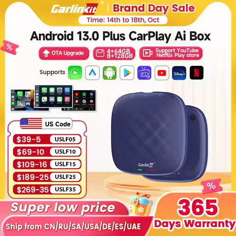 Carlinkit CarPlay Ai TV Box Plus Android13 8+128GB QCM 8-Core 665 6125 Wireless CarPlay Android Auto