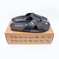 DK17 - Sandal Đế Trấu BIOLINE Official Thiết Kế Quai Da Bò Chữ X Có Khóa Cài