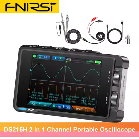 FNIRSI DS215H 2 in 1 Digital Oscilloscope Signal Generator Handheld Dual Channel 50MHZ 250MS/s Autom