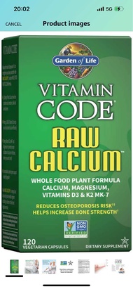 วิตามิน แคลเซี่ยม + แมคนีเซี่ยม + วิตามินดี 3 & K2 Mk-7, Vitamin Code Raw Calcium Capsules As the Pi