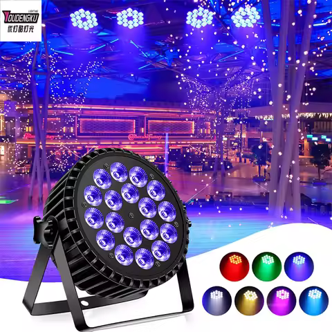8 pieces Polarlights Pro dj stage event light 18*18W RGBWAUV 6 in 1 slim led par flat for DJ club di