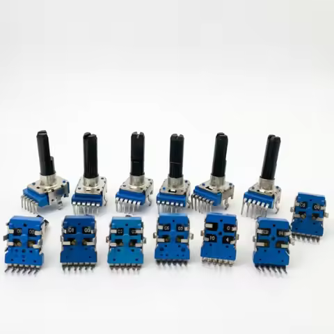 1PCS RK12 142 Vertical Dual Channel Potentiometer C10K C20K C50K C100K C200K 6-pin Half Shaft 23mm