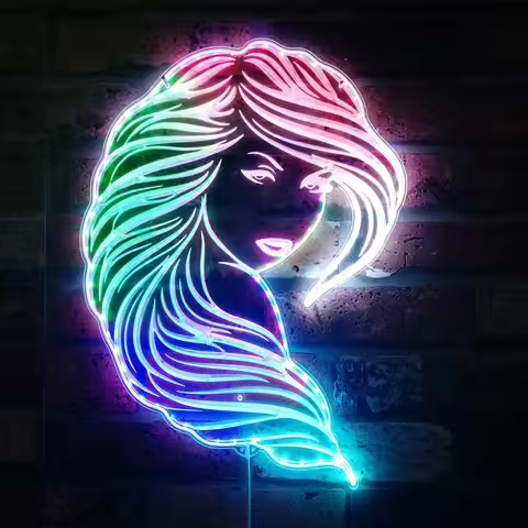 Long Hair Woman Beauty Salon Glam Led Neon Sign st06-fnd-i0082-c