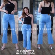 Jeans wanita trendy - celana hw cutbray 7/9 import - hw cutbray 7/9 kaki polos - jeans cutbray impor