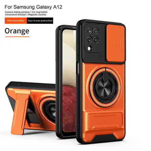 For Samsung A12 Case Galaxy m12 Cover Galaxy F12 Phone Case Magsafe Magnetic Fold Holder Military Ar
